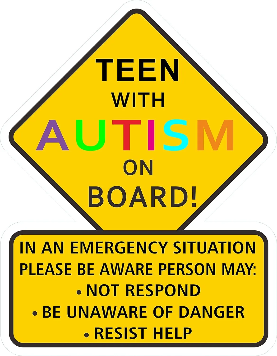 1 pcs Teen with Autism Awareness - 5 inches - Car Truck Decal Sticker. Alert Responders