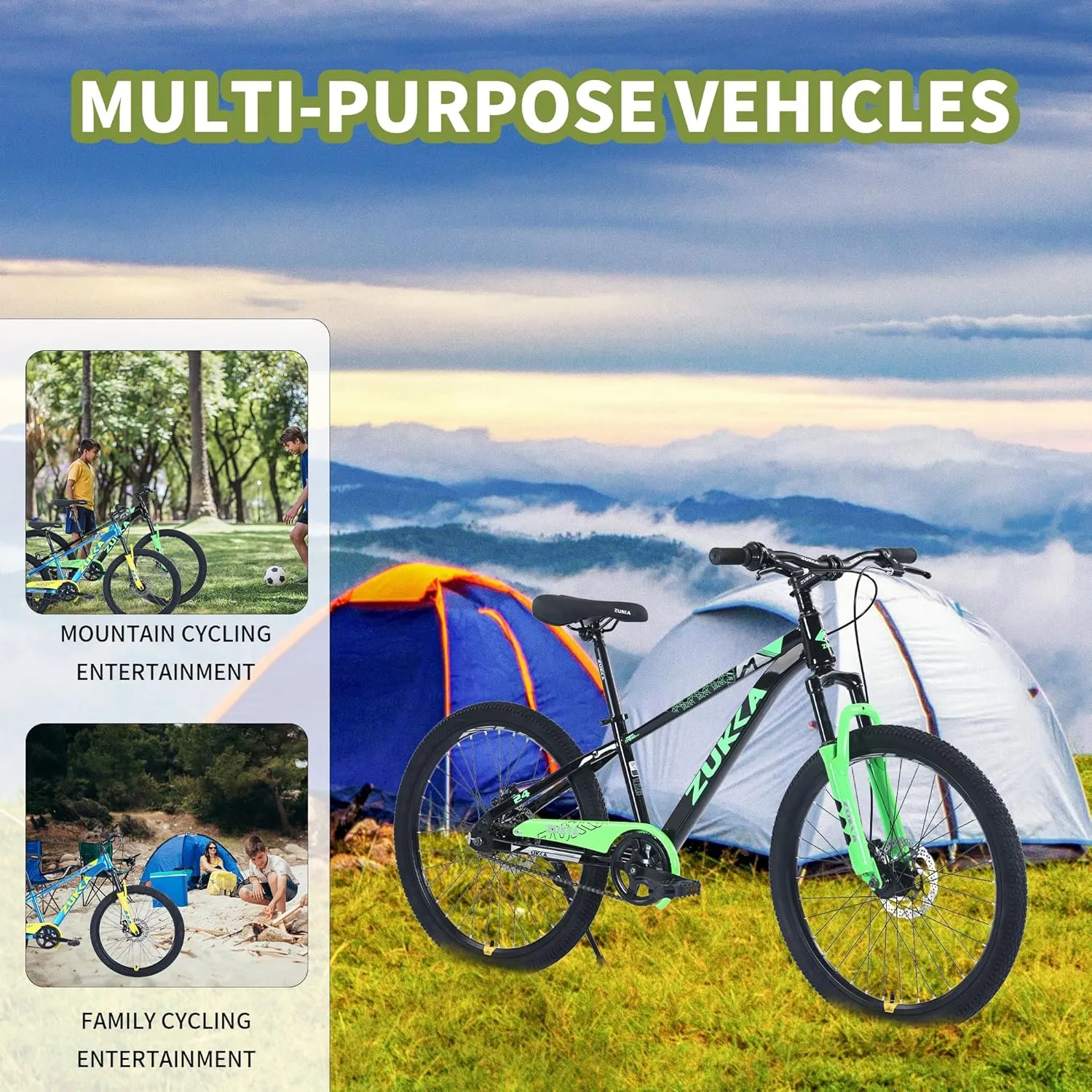 20/24 Inch Kids Mountain Bike, Girls Boys Bikes Ages 8-12 Years Old, Single Speed Kids Bicycle Mountain Bike with Suspension Fork, Front and Rear Disc Brakes