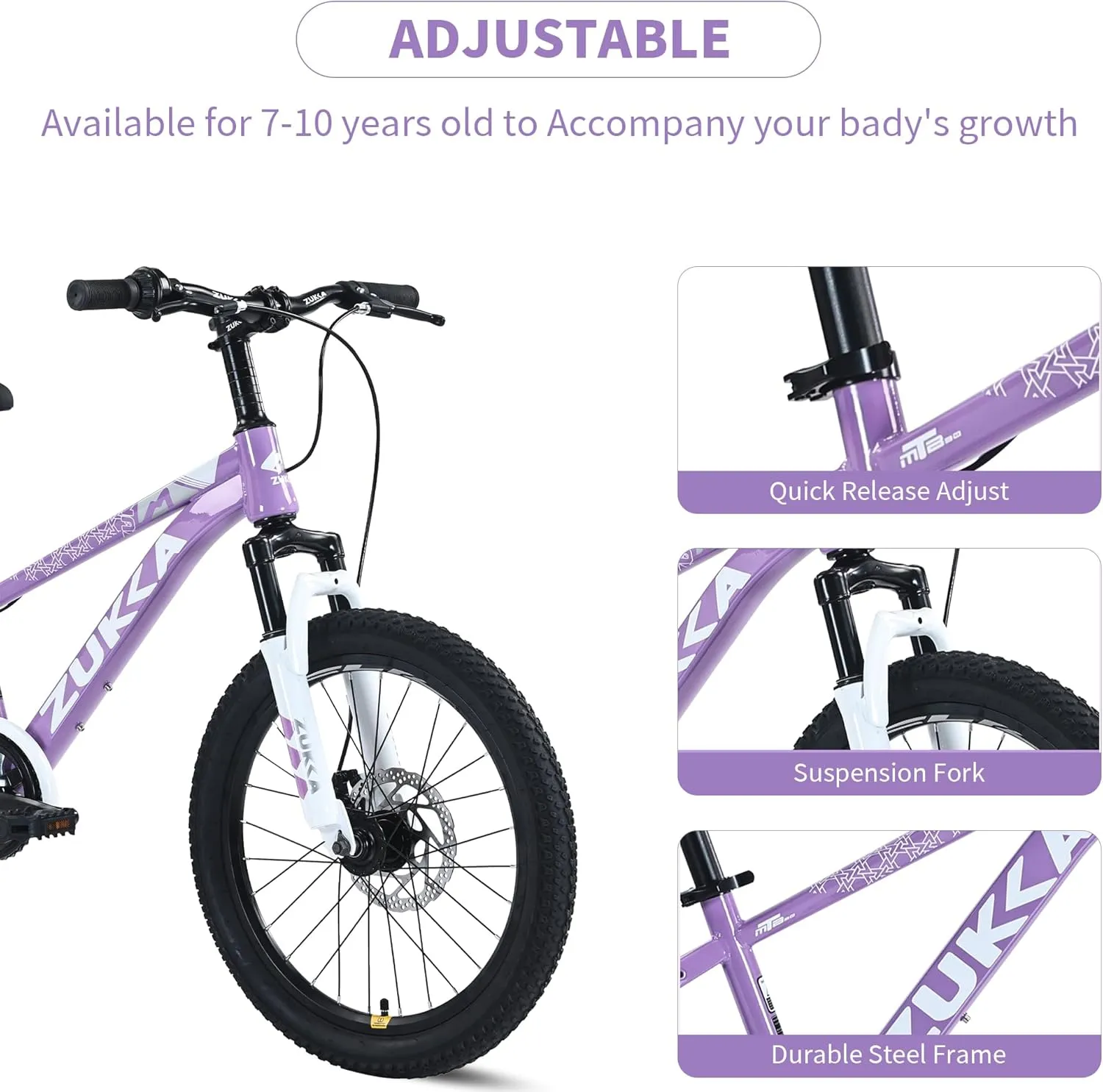 20/24 Inch Kids Mountain Bike, Girls Boys Bikes Ages 8-12 Years Old, Single Speed Kids Bicycle Mountain Bike with Suspension Fork, Front and Rear Disc Brakes