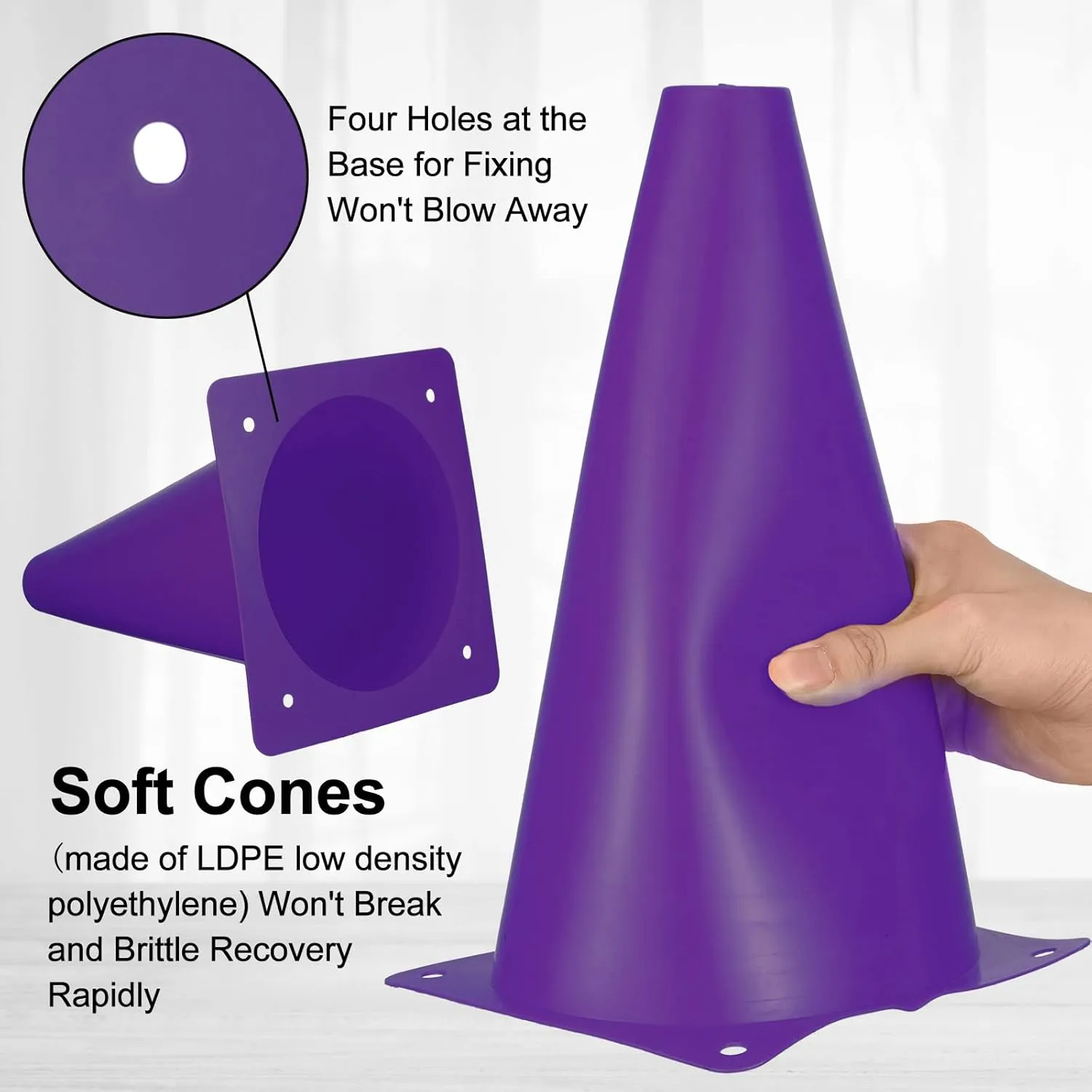 30 Pieces 9 Inch Traffic Cones Plastic Sport Agility Training Safety Cones Soccer Practice Equipment for Basketball Football Drills Exercise, Outdoor Activity and Events