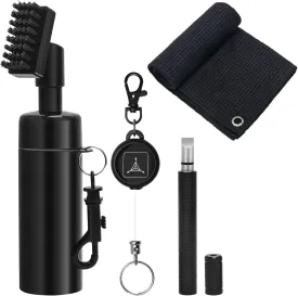 4PCS Golf Club Cleaner Brush, Golf Club Brush Groove Cleaner with 4 Ounces Squeeze Bottle and Bristles/Groove Sharpener/Towel/Retractable Key-Ring for Cleaning