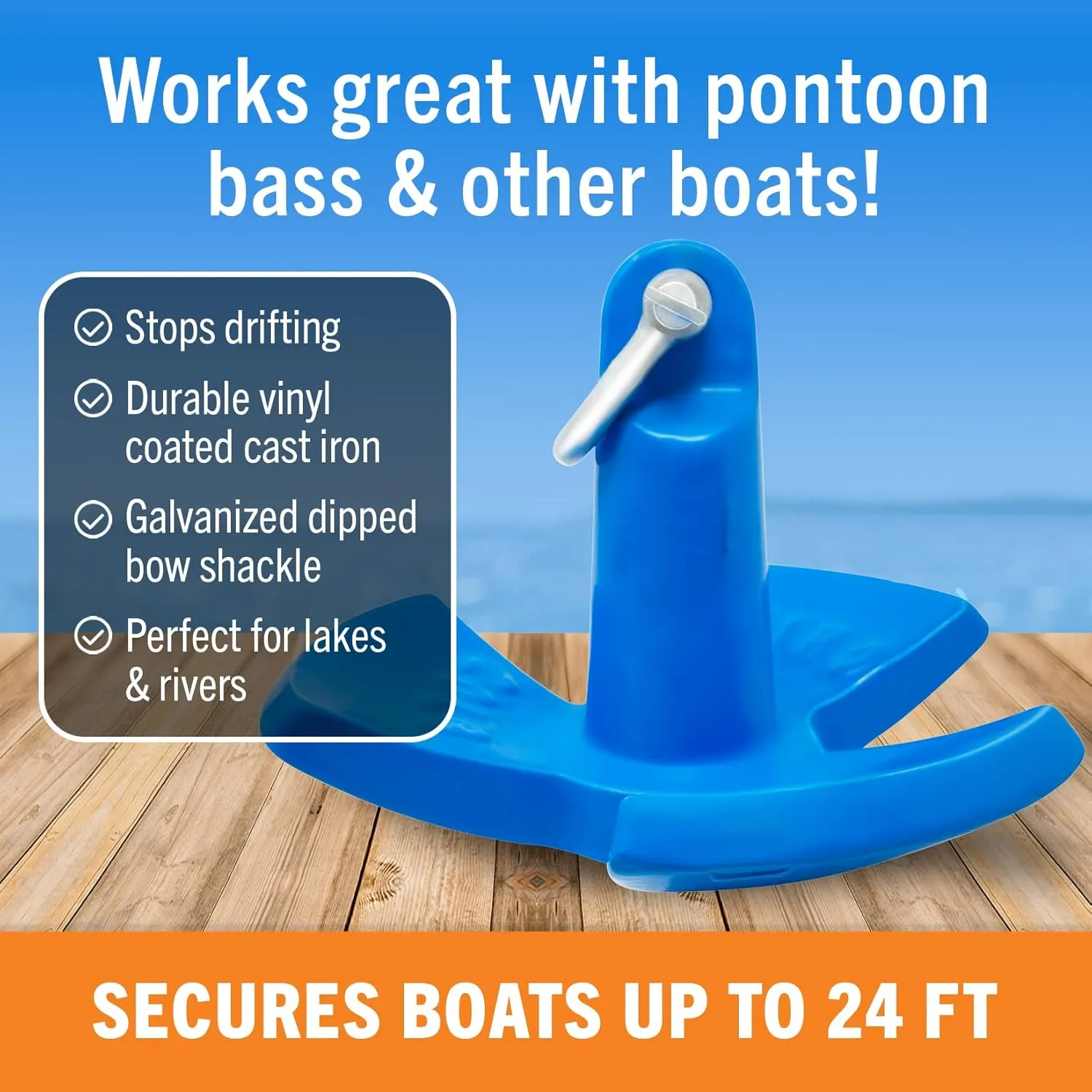 Better Boat River Anchor, 20lb, Marine-Grade Coated Mushroom Anchor for Boats, Pontoons, 24 ft, Available in 8, 12, 20, or 30 lbs