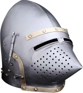 Churburg-Style Bascinet Helmet  Authentic Medieval Reproduction 14th Century Churburg Bascinet  Hand-Forged Reenactment Helmet