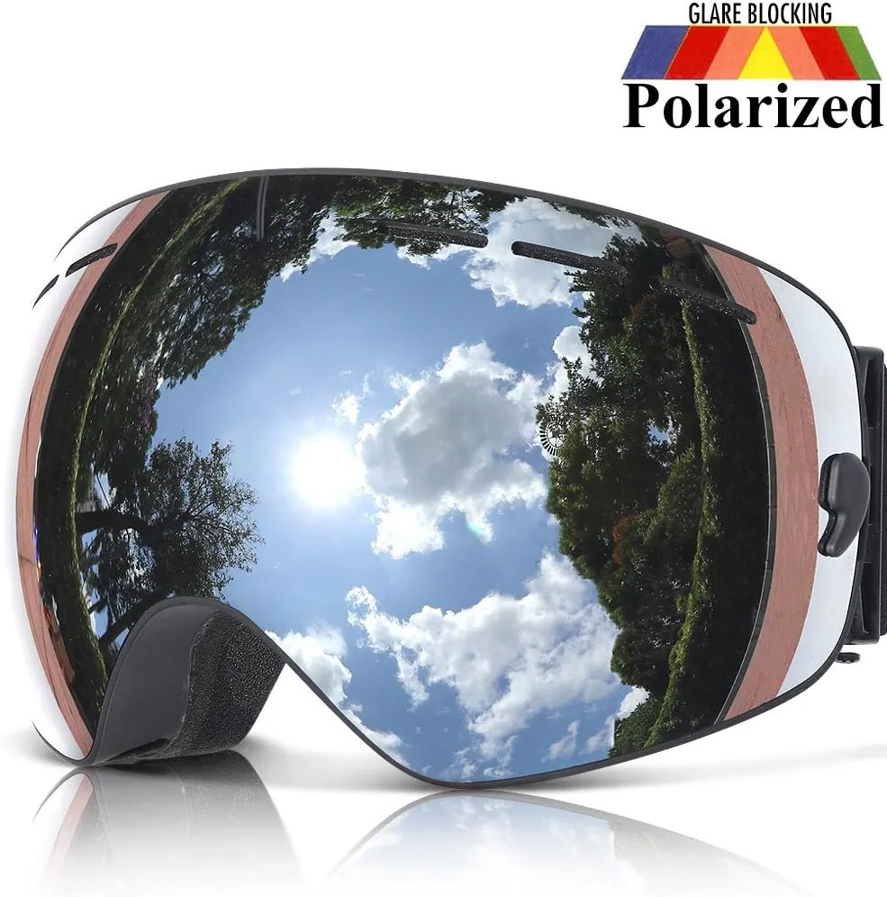 COPOZZ Polarized Ski Goggles, G1 OTG Snowboard Snow Goggles for Men Women Youth, Double Layer Anti Fog UV Protection
