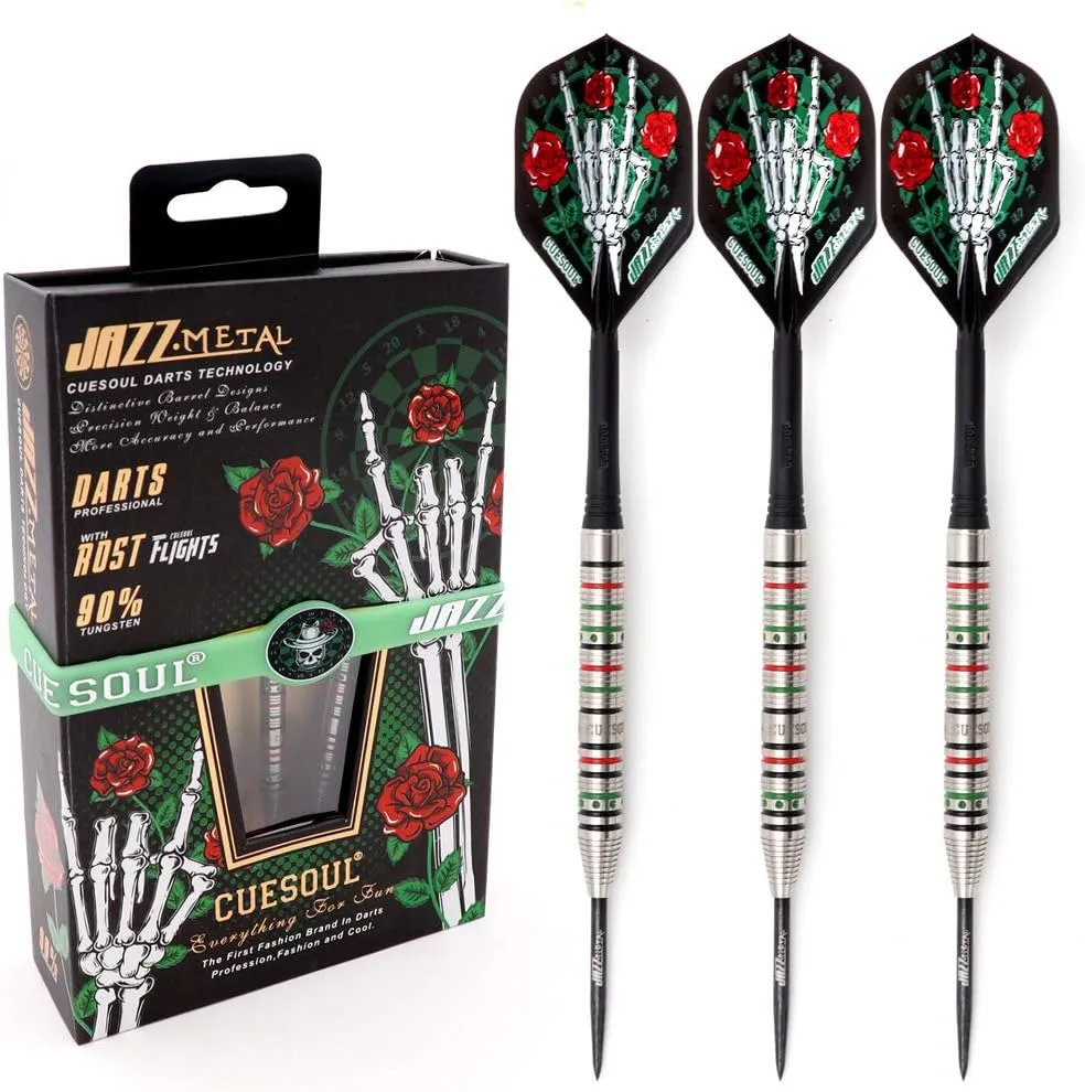 CUESOUL Jazz-Metal 21g/23g/25g 90% Tungsten Steel Tip Dart Set with Integrated Dart Shafts and Dart Flights