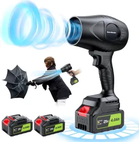 Electric Cordless Leaf Blower 300000RPM Handheld Leaf Blower 2 X 4.0Ah Batteries and Charger Included, Lightweight Leaf Blowers for Patio Cleaning, Lawn Care, Blowing Leaves and Dust, Black