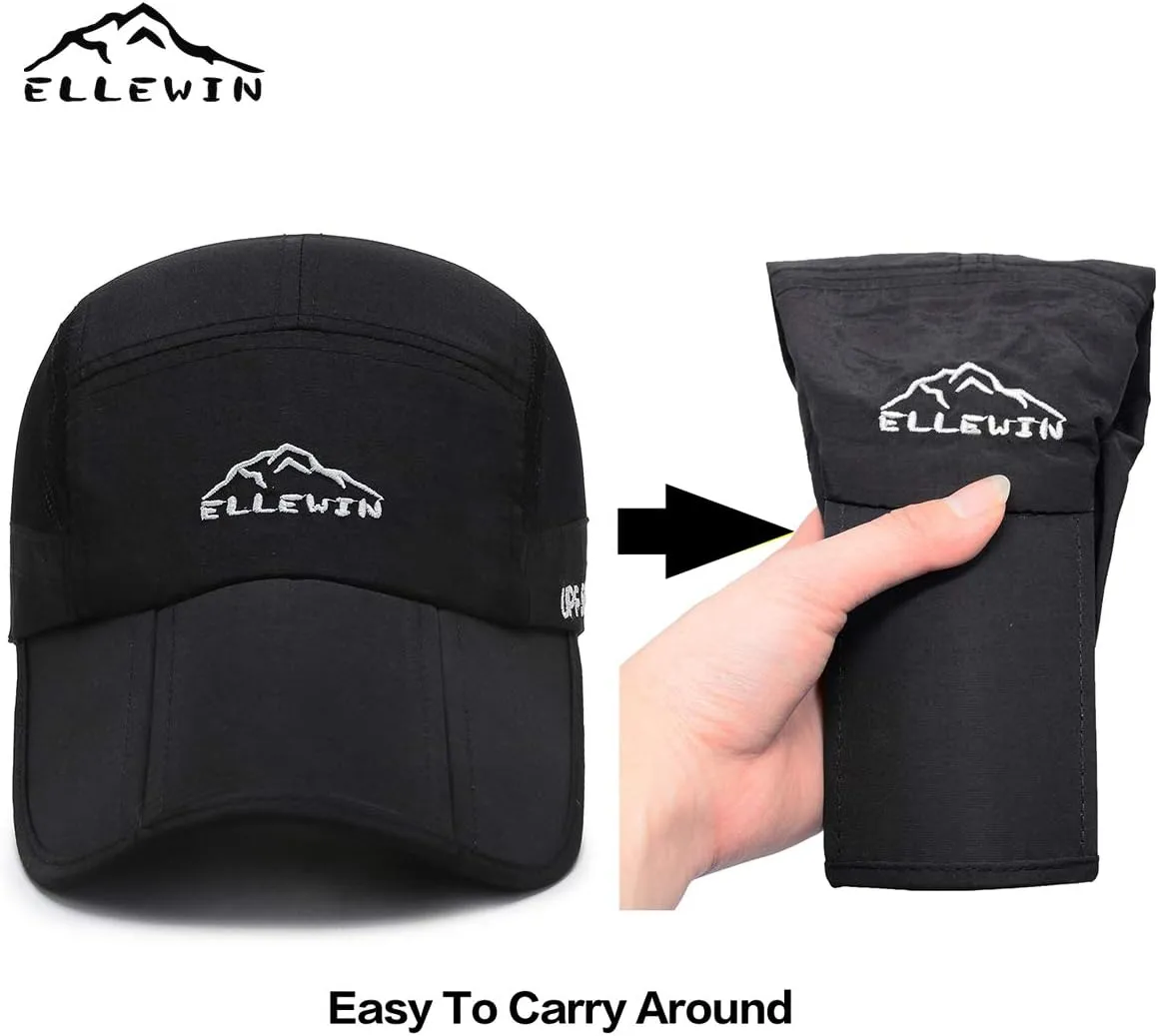 ELLEWIN 2 Pack Unisex Baseball Cap Foldable Sports Hat with UPF 50  Runing Hat