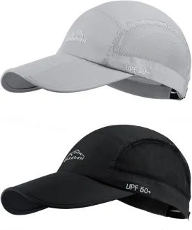 ELLEWIN 2 Pack Unisex Baseball Cap Foldable Sports Hat with UPF 50  Runing Hat