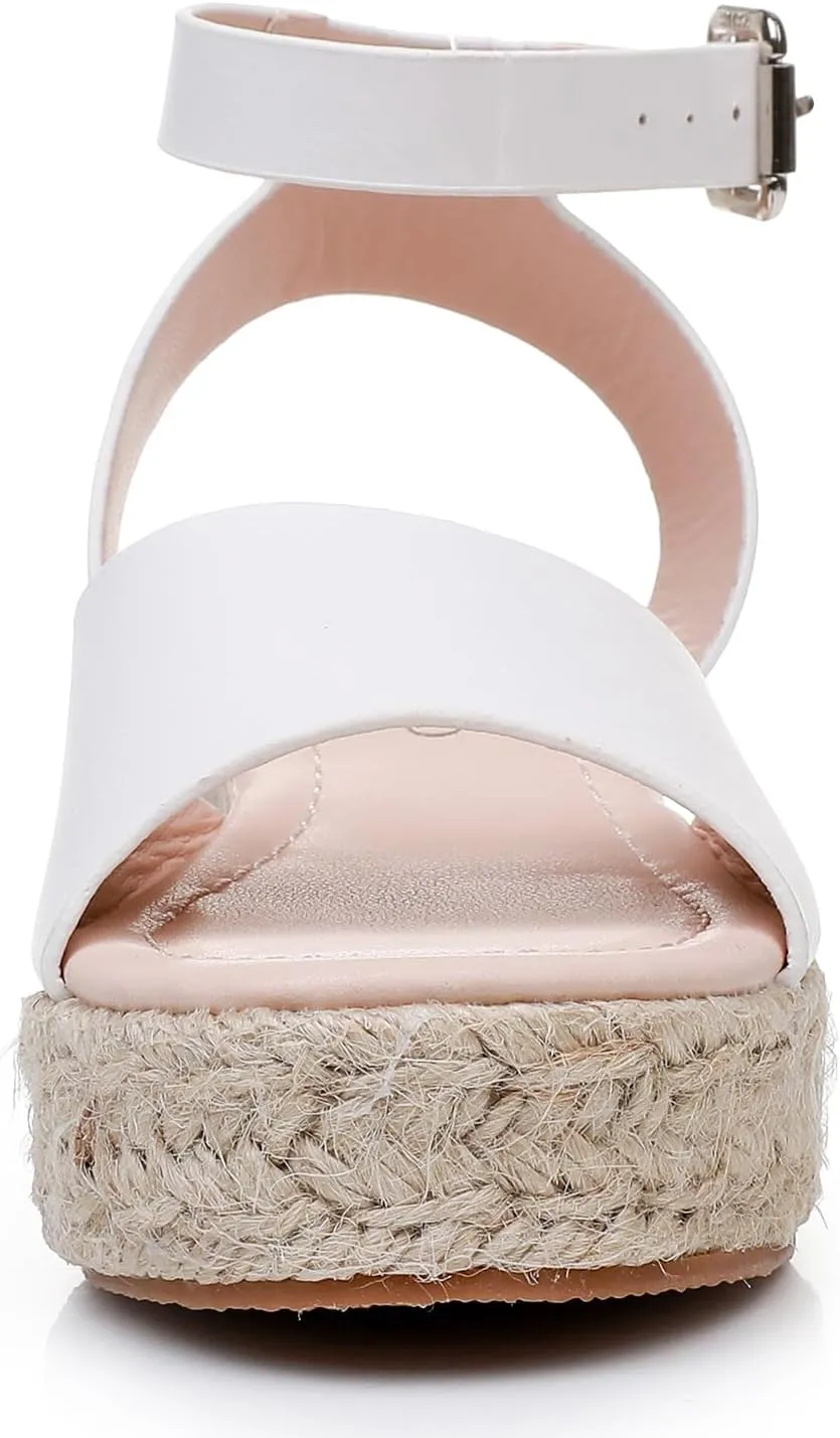 Felabo Girls' Flatform Espadrille Sandals  Open-Toe, Adjustable Ankle Strap, Casual Summer Shoes (Little Kid/Big Kid)