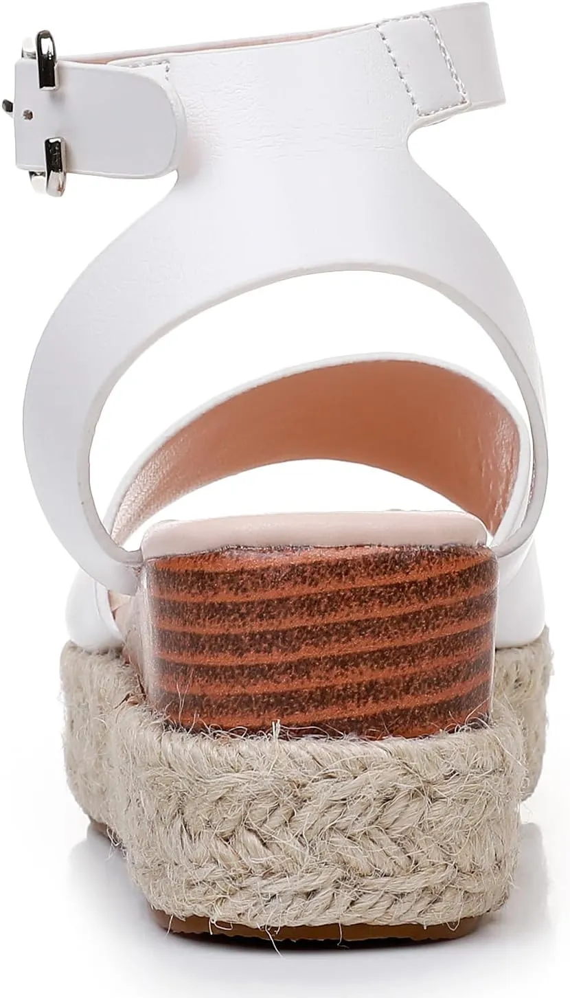 Felabo Girls' Flatform Espadrille Sandals  Open-Toe, Adjustable Ankle Strap, Casual Summer Shoes (Little Kid/Big Kid)