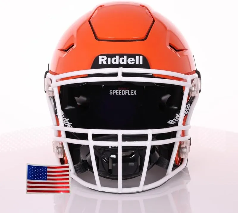 Green Gridiron - Riddell SpeedFlex Adult w/White SF-2BD Facemask   Chrome US Helmet Flag Decal