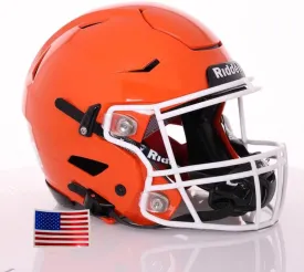 Green Gridiron - Riddell SpeedFlex Adult w/White SF-2BD Facemask   Chrome US Helmet Flag Decal