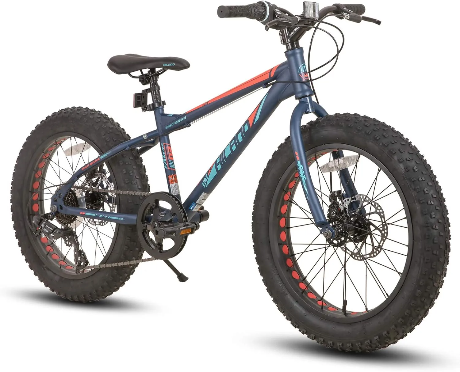 Hiland 20 Inch Kids' Bicycles Fat Tire Mountain Bike for Boys and Girls Age 5   Years, Shimano 7-Speed, Dual-Disc Brake,Kids Beach and Snow Bicycle