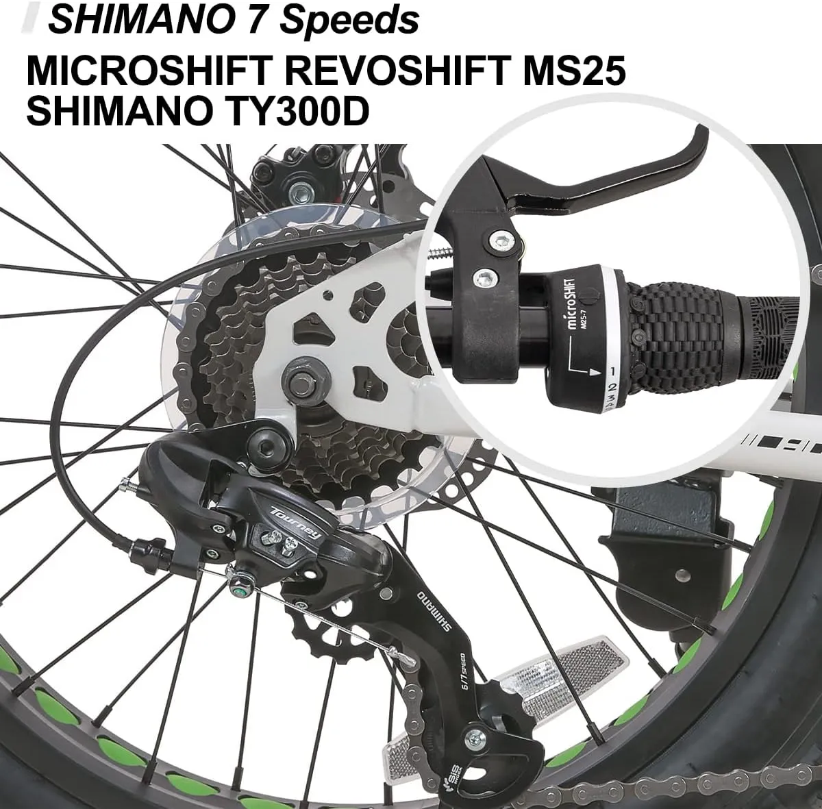 Hiland 20 Inch Kids' Bicycles Fat Tire Mountain Bike for Boys and Girls Age 5   Years, Shimano 7-Speed, Dual-Disc Brake,Kids Beach and Snow Bicycle