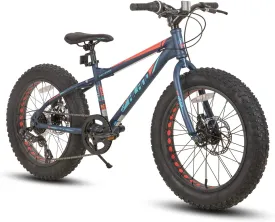 Hiland 20 Inch Kids' Bicycles Fat Tire Mountain Bike for Boys and Girls Age 5   Years, Shimano 7-Speed, Dual-Disc Brake,Kids Beach and Snow Bicycle