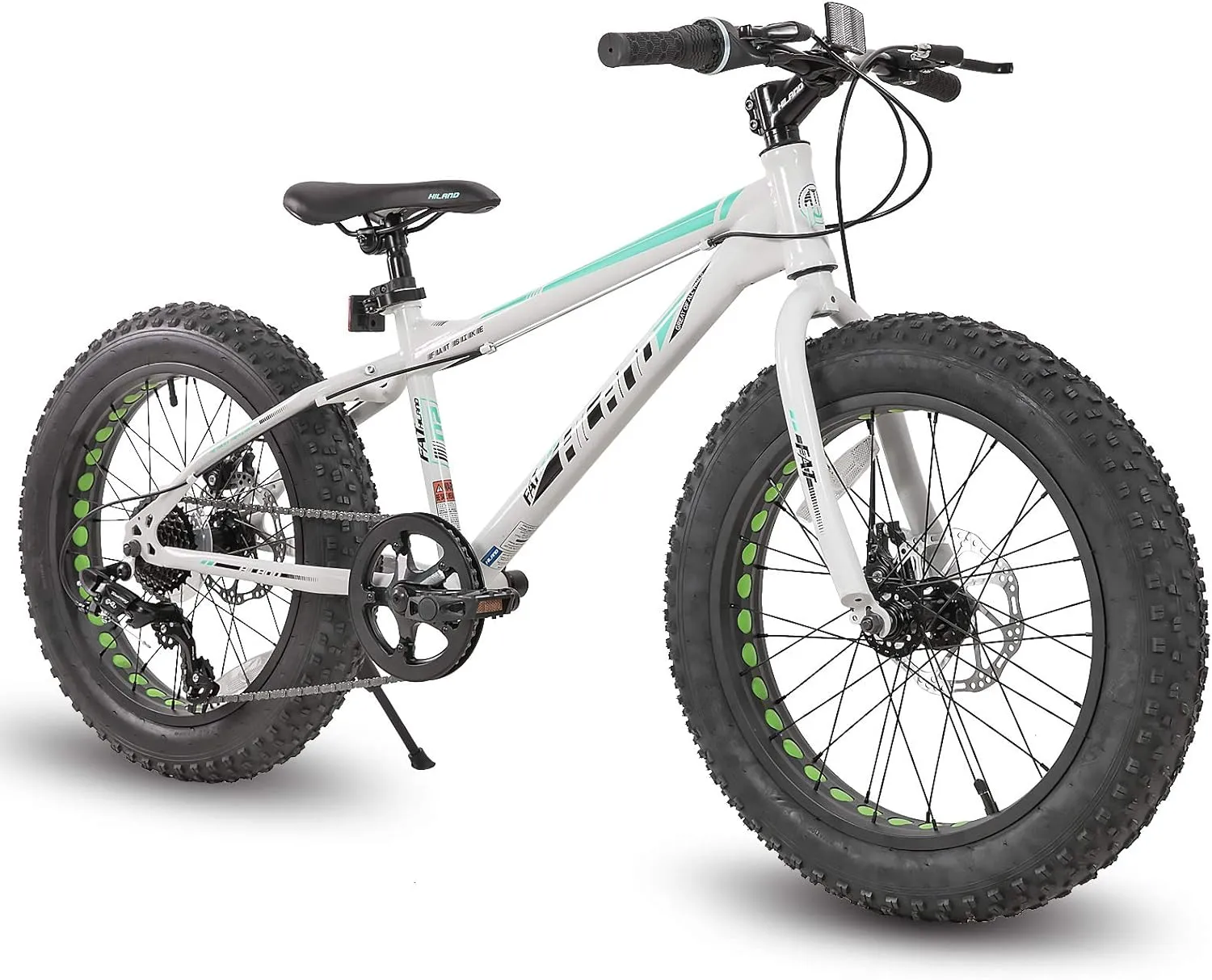 Hiland 20 Inch Kids' Bicycles Fat Tire Mountain Bike for Boys and Girls Age 5   Years, Shimano 7-Speed, Dual-Disc Brake,Kids Beach and Snow Bicycle