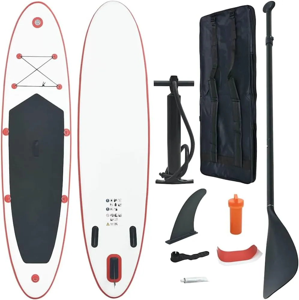 Inflatable Stand Up Paddle Board Set for Adventure and Relaxation, Easy to Inflate, Lightweight and Stable, Red and White