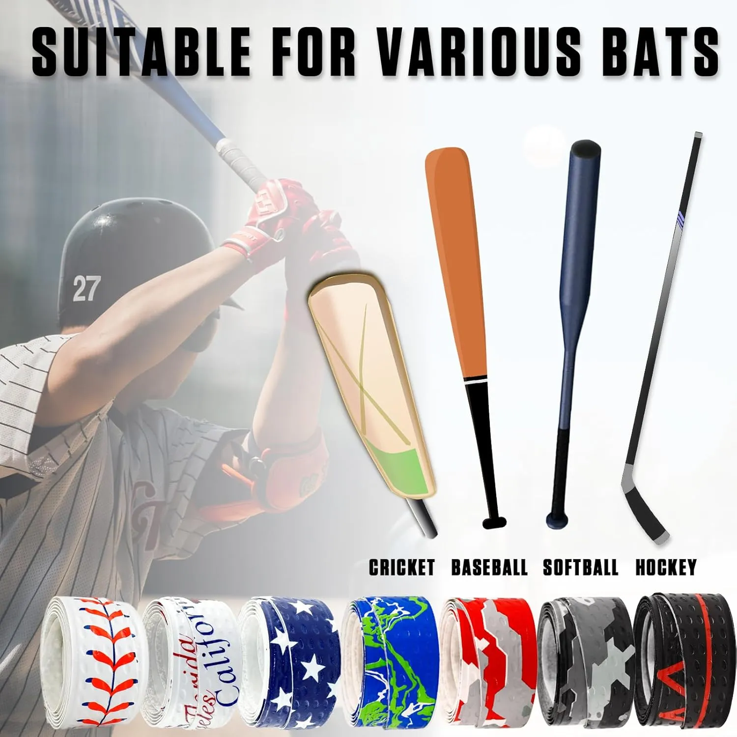 LITIAN Bat Grip Tape for Baseball & Softball ??Non-Slip and Stylish Baseball Bat Grip for Pro-Level Performance ??1.1mm