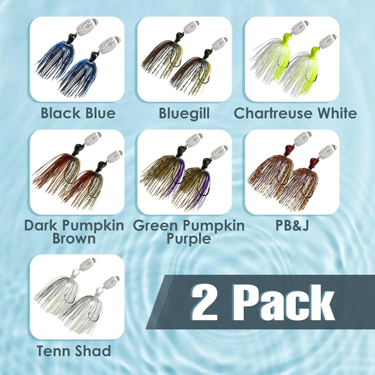 Reaction Tackle Tungsten Breaker Blade Jig Heads for Fishing - 2 Pack of Fishing Jigs for Large and Smallmouth Bass, Trout, Walleye - with Bladed Head to Make a Chatter Sound -Vibrating Spinner Bait