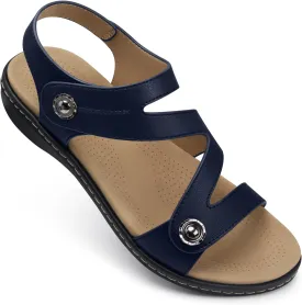 TEMOFON Womens Sandals Dressy Summer: Open Toe Comfortable Walking Flat - Arch Support Flat Sandals Size 5-11
