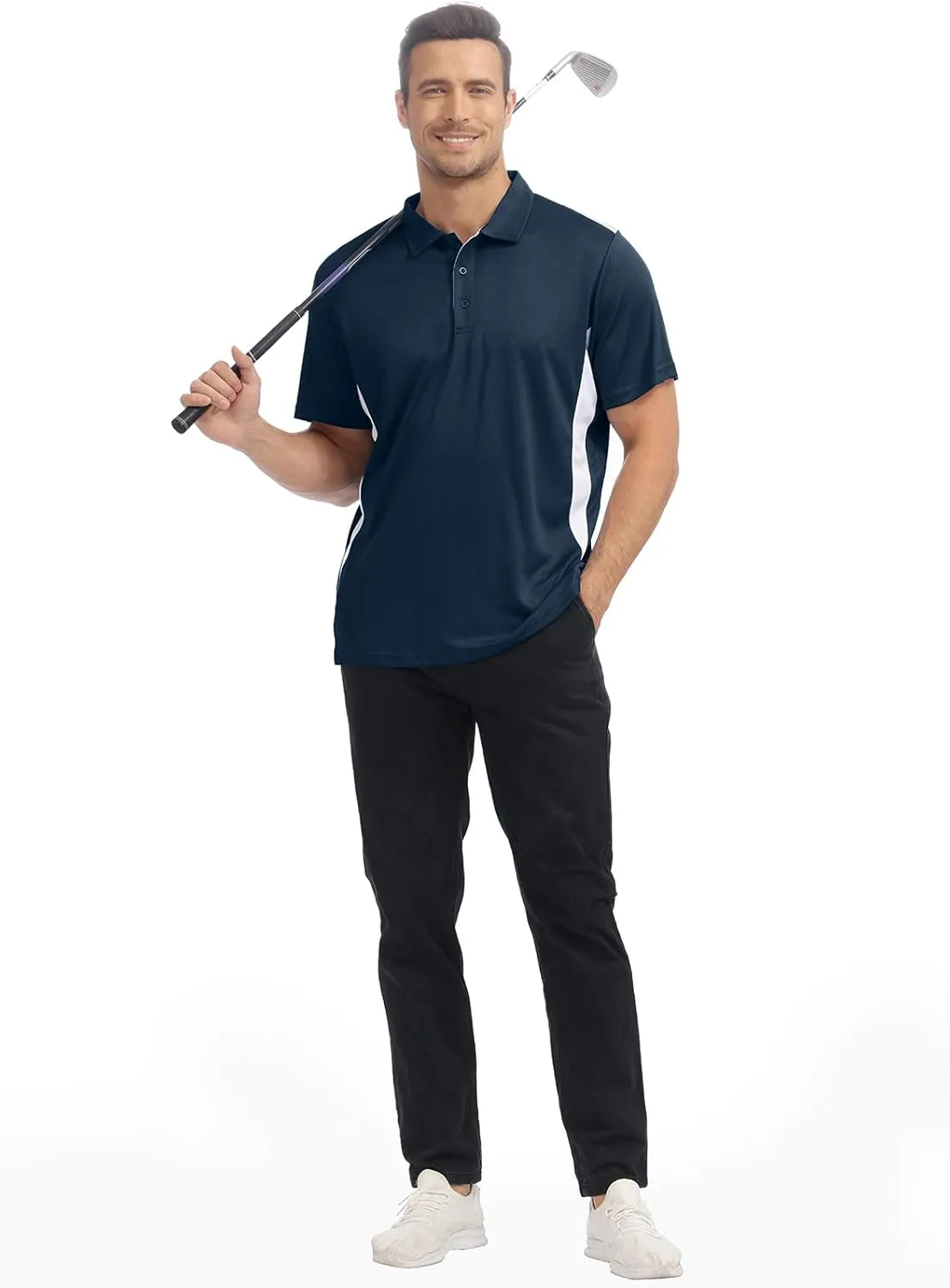 TIHEEN Golf Shirts for Men Dry Fit Performance Polo Short Sleeve Collared Shirt